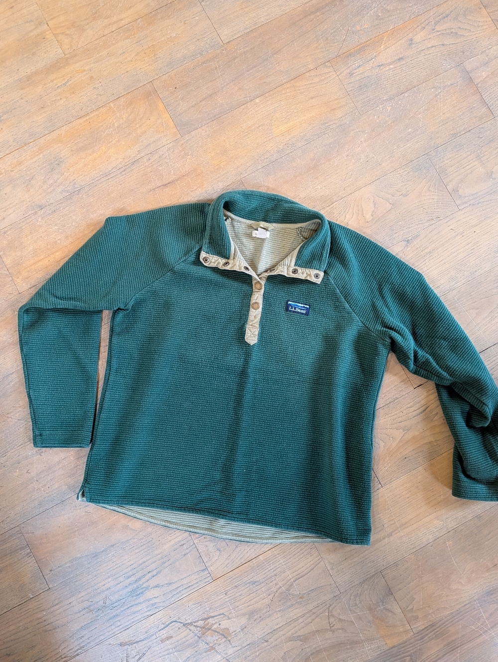 LL Bean Green Snap Pullover